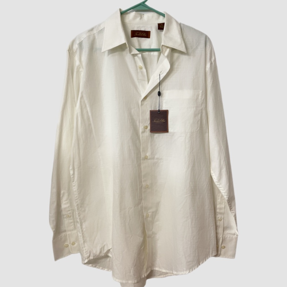 Tasso Elba Off White Men's Dress Shirt, Long Sleeve